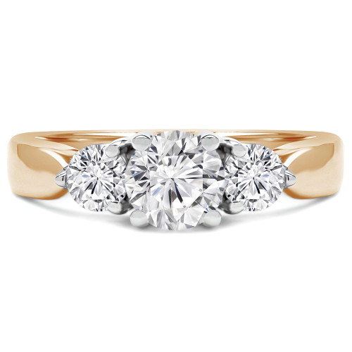 Round Lab Created Diamond Three-Stone Engagement Ring in Yellow Gold (MVSX1002-Y)