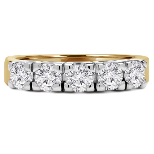 Round Lab Created Diamond Five-Stone Anniversary Wedding Band Ring in Yellow Gold (MVSX1005-Y)