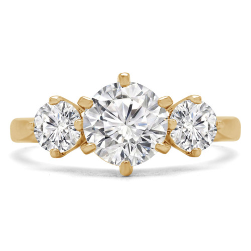 Round Lab Created Diamond Three-Stone Engagement Ring in Yellow Gold (MVSX1018-Y)