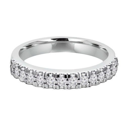 Round Lab Created Diamond Semi-Eternity Wedding Band Ring in White Gold (MVSXB1003-W)