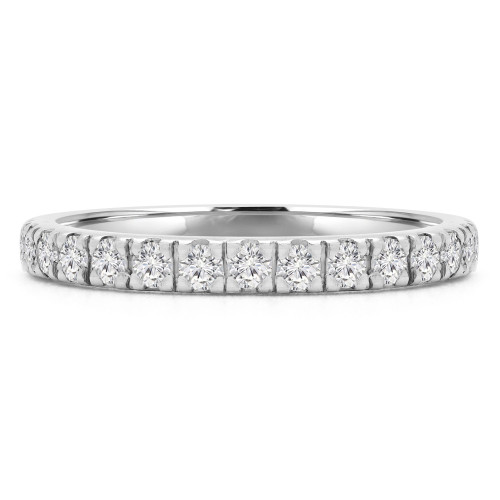 Round Lab Created Diamond Semi-Eternity Wedding Band Ring in White Gold (MVSXB1004-W)