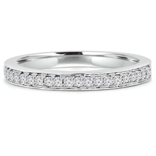 Round Lab Created Diamond Semi-Eternity Wedding Band Ring in White Gold (MVSXB1011-W)