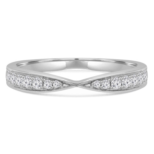 Round Lab Created Diamond Semi-Eternity Wedding Band Ring in White Gold (MVSXB1018-W)