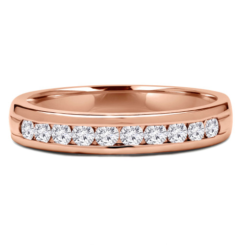 Round Lab Created Diamond Channel Set Semi-Eternity Wedding Band Ring in Rose Gold (MVSXB1042-R)