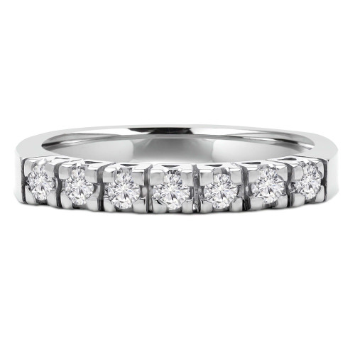 Round Lab Created Diamond Semi-Eternity Wedding Band Ring in White Gold (MVSXB1043-W)