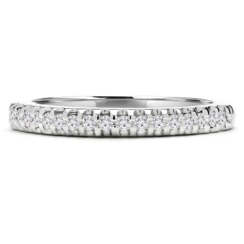 Round Lab Created Diamond Semi-Eternity Wedding Band Ring in White Gold (MVSXB1046-W)