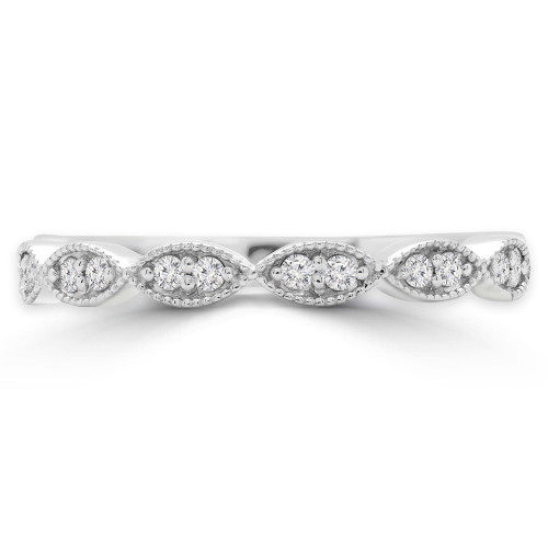 Round Lab Created Diamond Semi-Eternity Wedding Band Ring in White Gold (MVSXB1057-W)