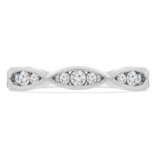 Round Lab Created Diamond Tiara Semi-Eternity Wedding Band Ring in White Gold (MVSXB1066-W)