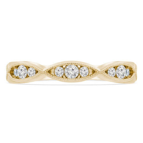 Round Lab Created Diamond Tiara Semi-Eternity Wedding Band Ring in Yellow Gold (MVSXB1066-Y)