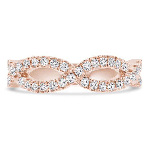 Round Lab Created Diamond Open Infinity Semi-Eternity Wedding Band Ring in Rose Gold (MVSXB1067-R)