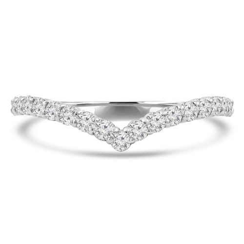 Round Lab Created Diamond Chevron Semi-Eternity Wedding Band Ring in White Gold (MVSXB1068-W)