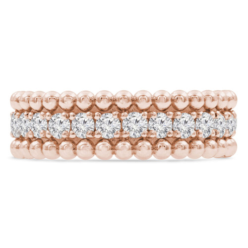 Round Lab Created Diamond Semi-Eternity Wedding Band Ring in Rose Gold (MVSXB1076-R)