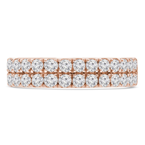 Round Lab Created Diamond Two-Row Semi-Eternity Wedding Band Ring in Rose Gold (MVSXB1077-R)