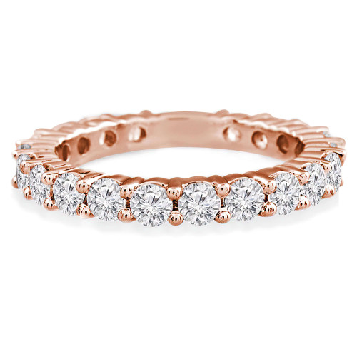Round Lab Created Diamond 3/4 Way Semi-Eternity Wedding Band Ring in Rose Gold (MVSXB1078-R)