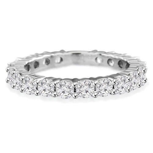 Round Lab Created Diamond 3/4 Way Semi-Eternity Wedding Band Ring in White Gold (MVSXB1078-W)