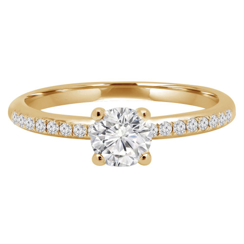 Round Diamond Solitaire with Accents Engagement Ring in Yellow Gold (MVSS0021-Y)