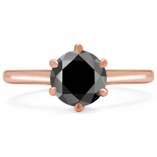 Round Black Diamond 6-Prong Solitaire Engagement Ring in Rose Gold (MVSB0049-R)