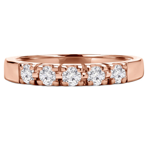 Round Diamond Five-Stone Anniversary Wedding Band Ring in Rose Gold (MVSX0006-R)
