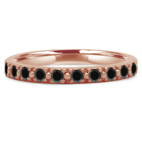 Round Black Diamond Semi-Eternity Wedding Band Ring in Rose Gold (MVSXB0020-R)