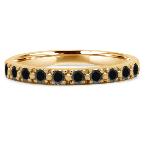 Round Black Diamond Semi-Eternity Wedding Band Ring in Yellow Gold (MVSXB0020-Y)