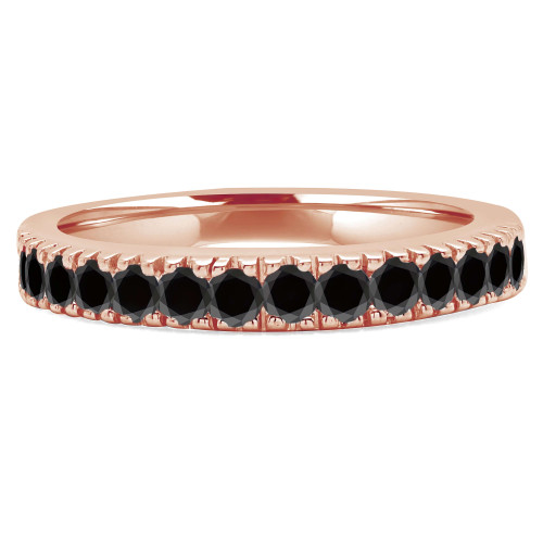Round Black Diamond Semi-Eternity Wedding Band Ring in Rose Gold (MVSXB0028-R)