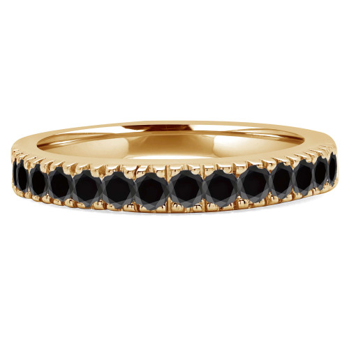 Round Black Diamond Semi-Eternity Wedding Band Ring in Yellow Gold (MVSXB0028-Y)