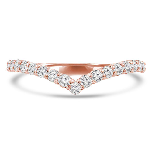 Round Diamond Chevron Semi-Eternity Wedding Band Ring in Rose Gold (MVSXB0068-R)