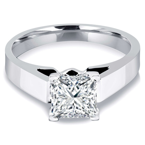 Princess Lab Created Diamond Cathedral Solitaire Engagement Ring in White Gold (MVSLG1004-W)