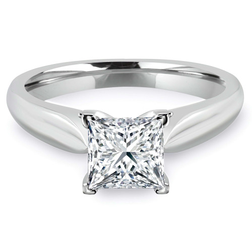 Princess Lab Created Diamond Cathedral Solitaire Engagement Ring in White Gold (MVSLG1010-W)