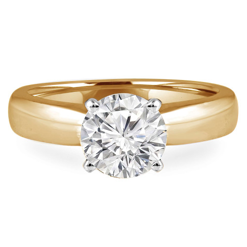 Round Lab Created Diamond Tapered Cathedral Solitaire Engagement Ring in Yellow Gold (MVSLG1011-Y)