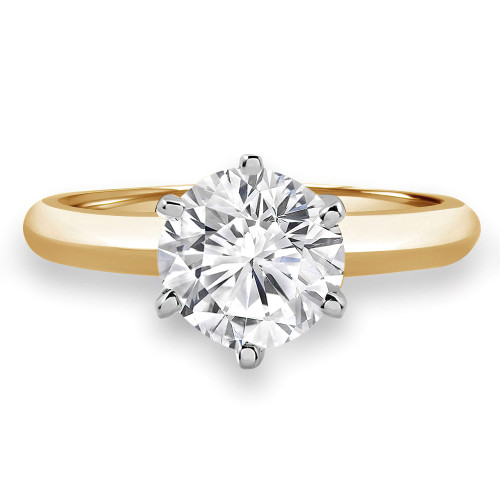 Round Lab Created Diamond Knife Edge 6-Prong Solitaire Engagement Ring in Yellow Gold (MVSLG1013-Y)