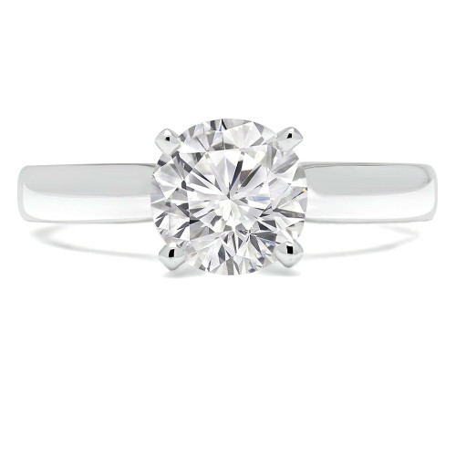 Round Lab Created Diamond Pinched Cathedral Solitaire Engagement Ring in White Gold (MVSLG1014-W)