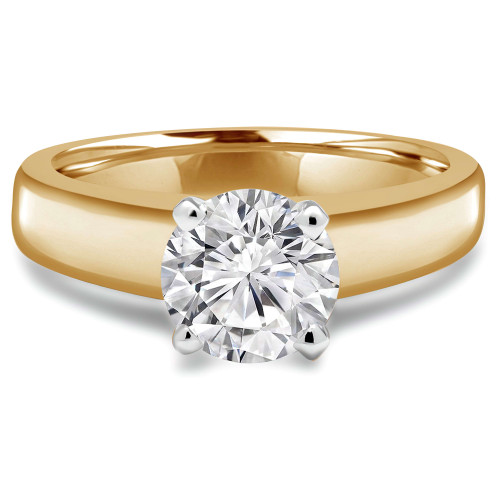 Round Lab Created Diamond Reverse Tapered Cathedral Solitaire Engagement Ring in Yellow Gold (MVSLG1019-Y)
