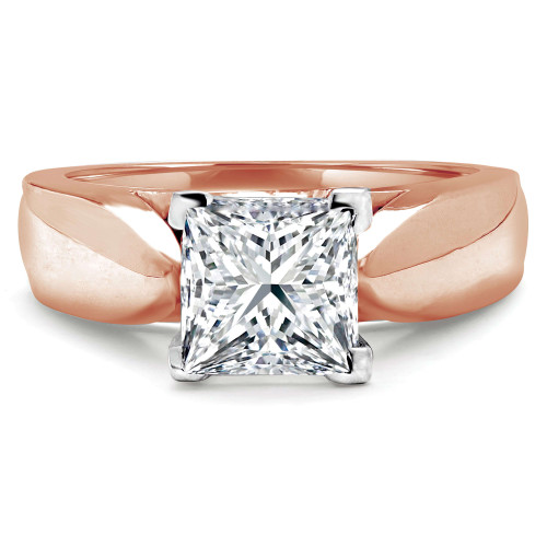 Princess Lab Created Diamond Pinched Cathedral Solitaire Engagement Ring in Rose Gold (MVSLG1020-R)