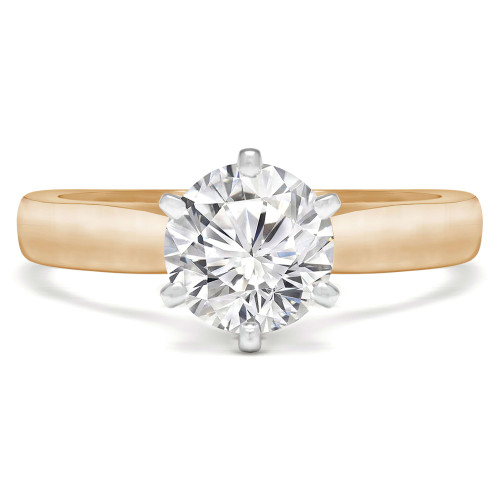 Round Lab Created Diamond Pinched Cathedral Solitaire Engagement Ring in Yellow Gold (MVSLG1025-Y)