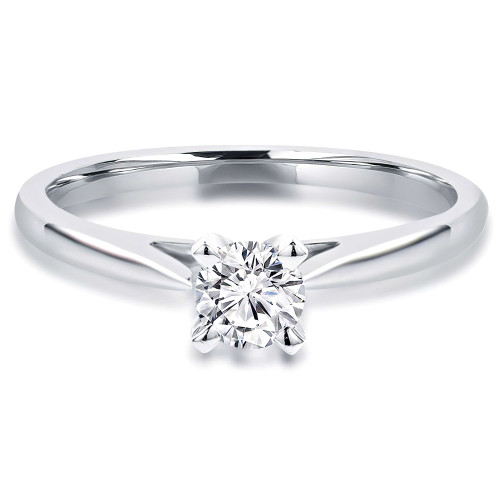 Round Lab Created Diamond Tapered Cathedral  Solitaire Engagement Ring in White Gold (MVSLG1028-W)