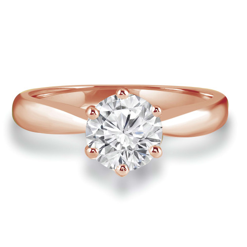 Round Lab Created Diamond Tapered 6-Prong Solitaire Engagement Ring in Rose Gold (MVSLG1034-R)