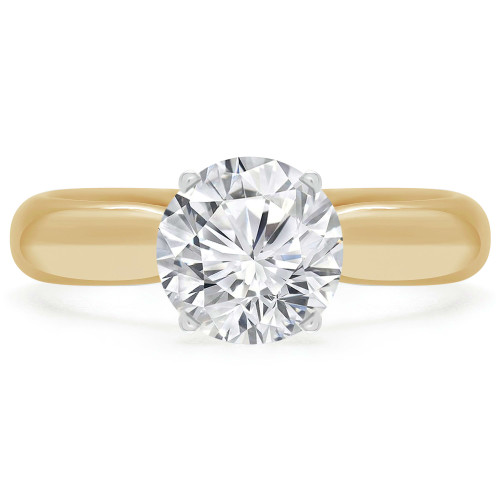 Round Lab Created Diamond Pinched Cathedral Solitaire Engagement Ring in Yellow Gold (MVSLG1037-Y)