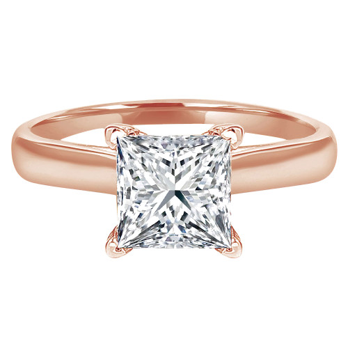 Princess Lab Created Diamond Cathedral V-Prong Solitaire Engagement Ring in Rose Gold (MVSLG1040-R)