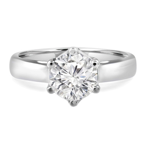 Round Lab Created Diamond Cathedral Trellis 6-Prong Solitaire Engagement Ring in White Gold (MVSLG1041-W)