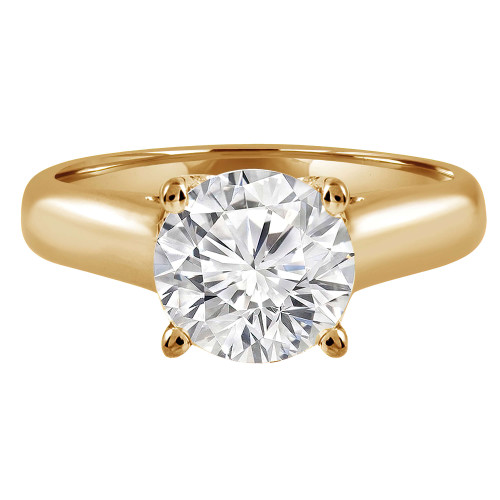 Round Lab Created Diamond Reverse Tapered Cathedral Trellis Solitaire Engagement Ring in Yellow Gold (MVSLG1042-Y)