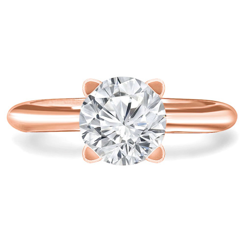 Round Lab Created Diamond Tapered Knife Edge Cathedral Solitaire Engagement Ring in Rose Gold (MVSLG1044-R)