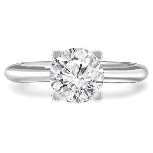 Round Lab Created Diamond Tapered Knife Edge Cathedral Solitaire Engagement Ring in White Gold (MVSLG1044-W)