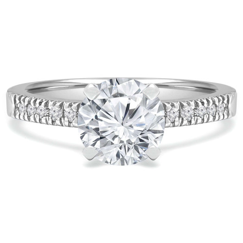 Round Lab Created Diamond 6-Prong Solitaire with Accents Engagement Ring in White Gold (MVSLG1053-W)
