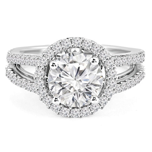 Round Lab Created Diamond Split-Shank Round Halo Engagement Ring in White Gold (MVSLG1100-W)