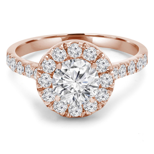 Round Lab Created Diamond Cathedral Round Halo Engagement Ring in Rose Gold (MVSLG1133-R)