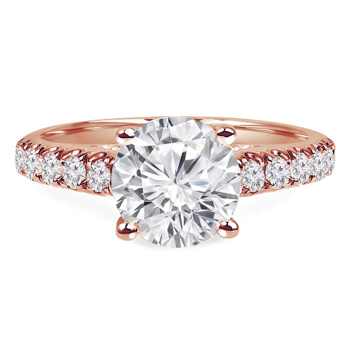 Round Lab Created Diamond Cathedral Trellis Solitaire with Accents Engagement Ring in Rose Gold (MVSLG1142-R)