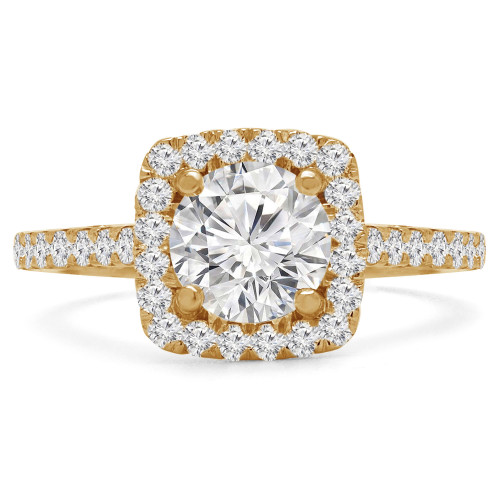 Round Lab Created Diamond Cushion Halo Engagement Ring in Yellow Gold (MVSLG1148-Y)