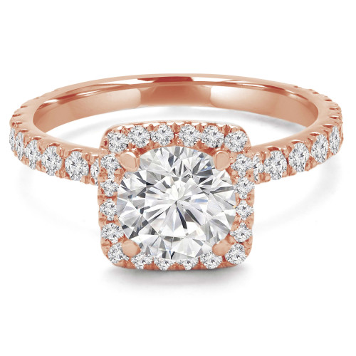 Round Lab Created Diamond Cushion Halo Engagement Ring in Rose Gold (MVSLG1149-R)