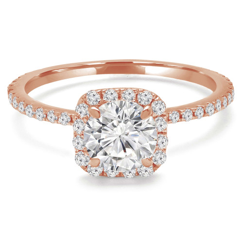 Round Lab Created Diamond Cushion Halo Engagement Ring in Rose Gold (MVSLG1150-R)